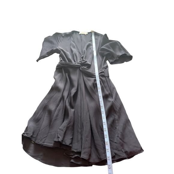 A.L.C. Ava Navy V-Neck Draped Flowy Twist Front Silk Mini Dress Size 4 - Picture 13 of 13